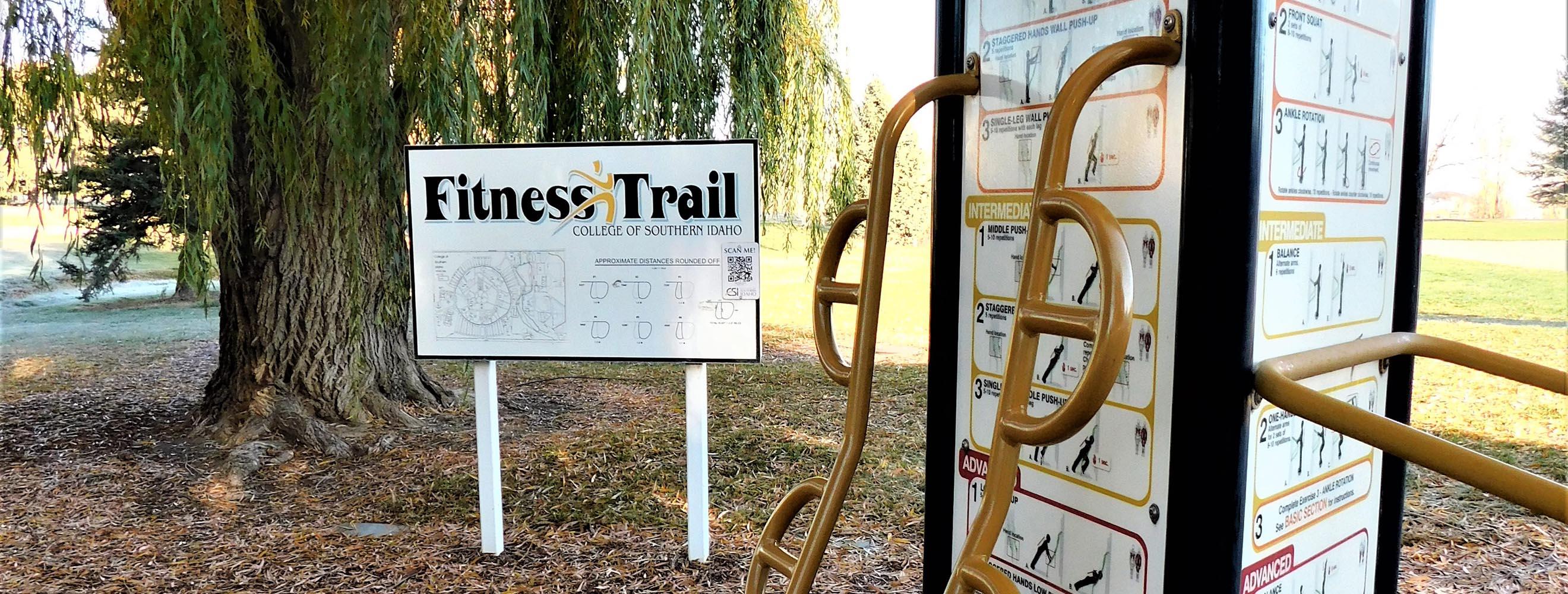 Fitness Trail Sign with map of entire trail